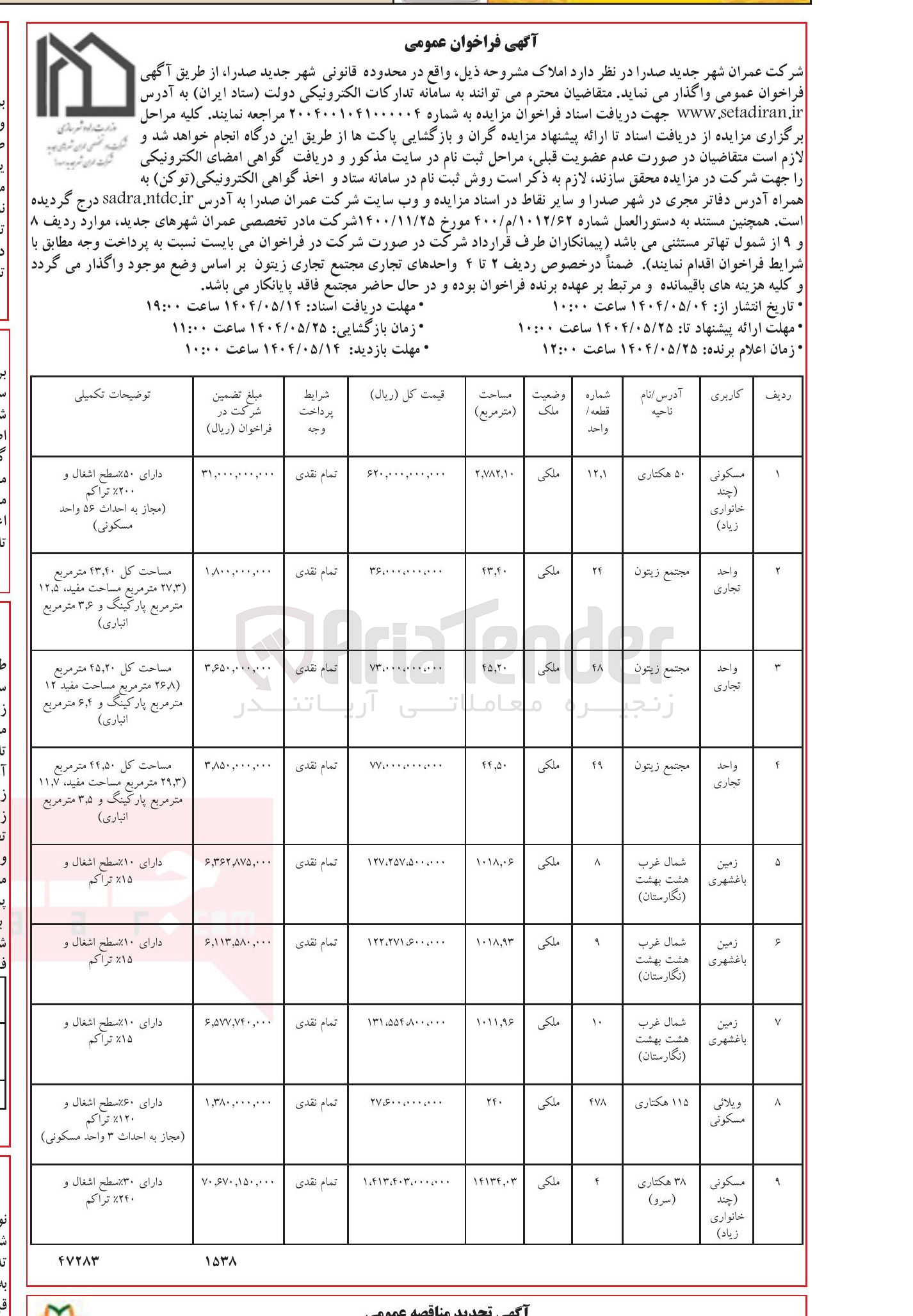 تصویر کوچک آگهی فروش املاک در 9 ردیف با کاربری مسکونی - تجاری - باغ