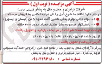 تصویر کوچک آگهی - انواع داغی لوازم یدکی ماشین آلات حدود ۵ تن نیسان و ایسوزو 

