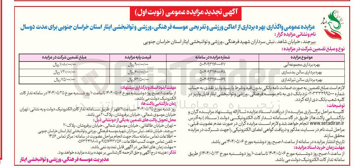 تصویر کوچک آگهی بهره برداری مجموعه آبی