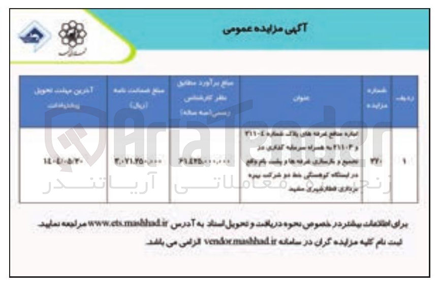 تصویر کوچک آگهی اجاره منافع غرفه های پلاک شماره 311-4 و 311-3 به همراه سرمایه گذاری در تجمیع و بازسازی غرفه ها 
