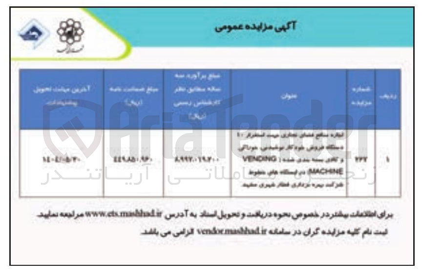 تصویر کوچک آگهی اجاره منافع فضای تجاری 10 دستگاه فروش خودکار نوشیدنی ، خوراکی و...