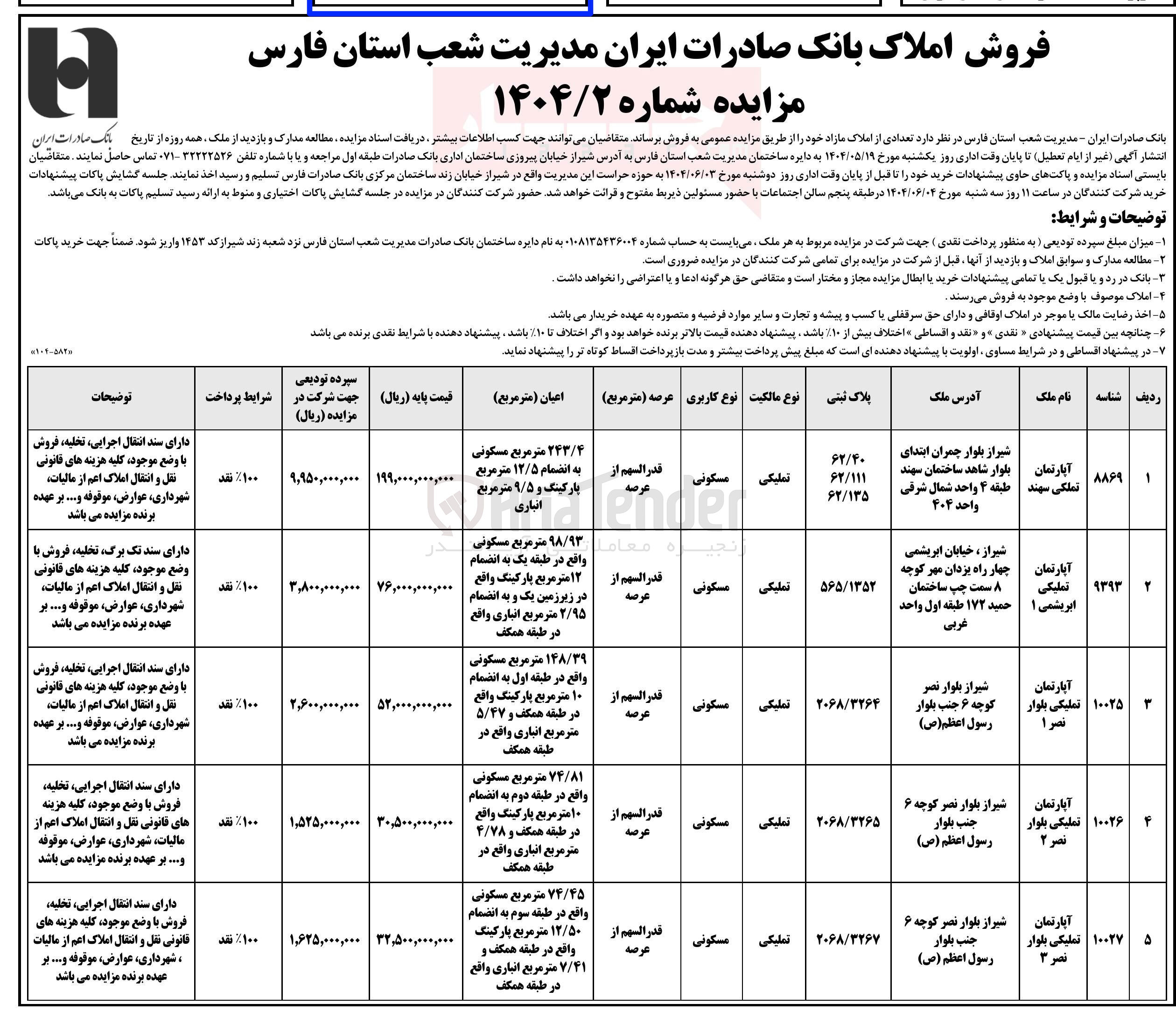تصویر کوچک آگهی فروش املاک در 5 ردیف با کاربری مسکونی