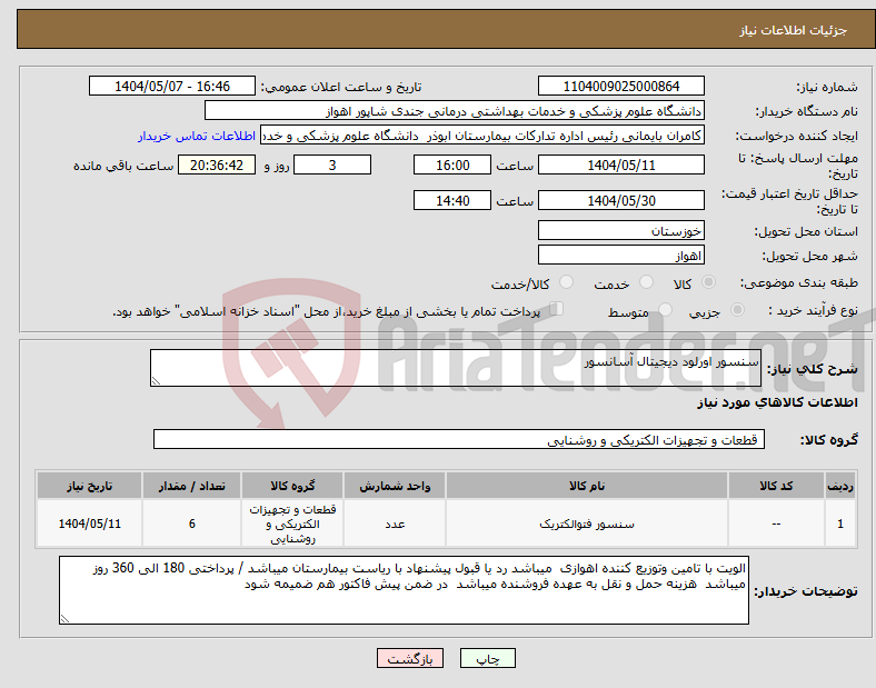 تصویر کوچک آگهی نیاز انتخاب تامین کننده-سنسور اورلود دیجیتال آسانسور