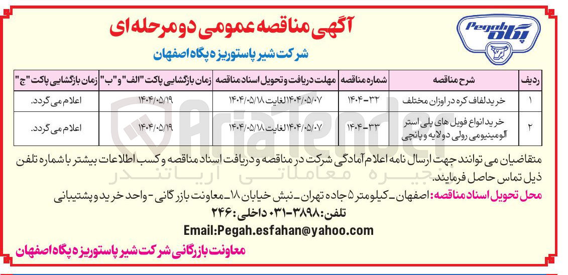 تصویر کوچک آگهی خرید لفاف کره در اوزان مختلف 
