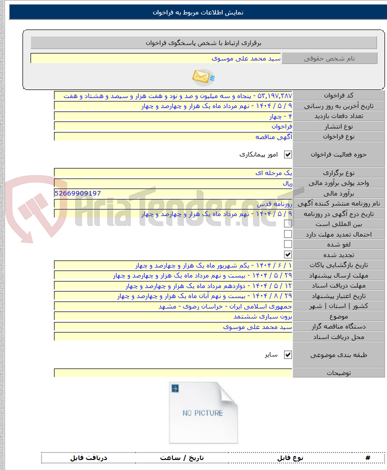 تصویر کوچک آگهی برون سباری ششتمد