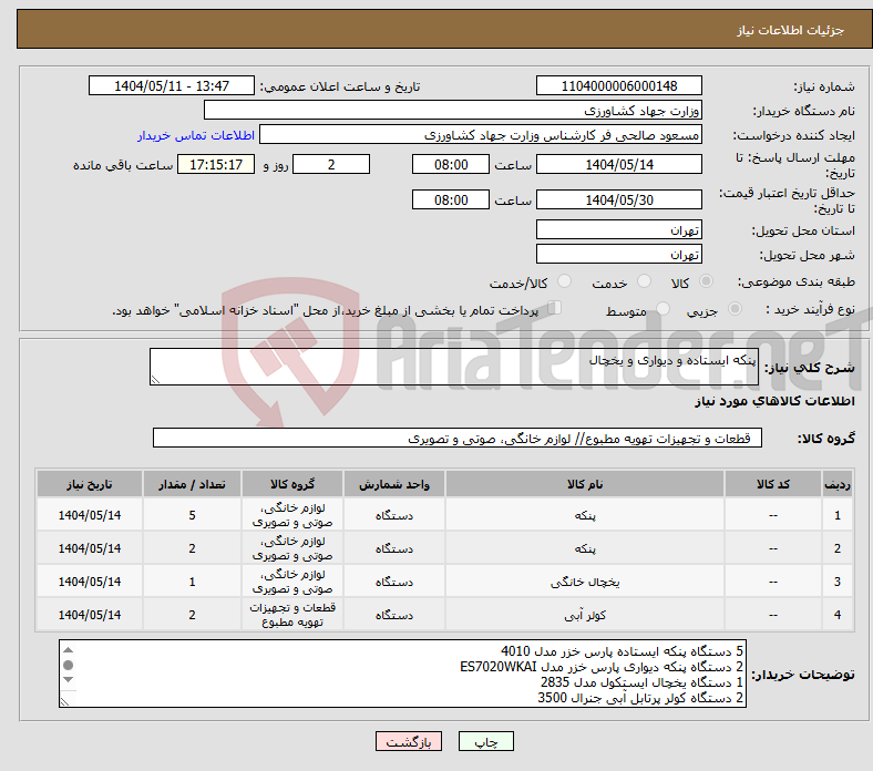 تصویر کوچک آگهی نیاز انتخاب تامین کننده-پنکه ایستاده و دیواری و یخچال