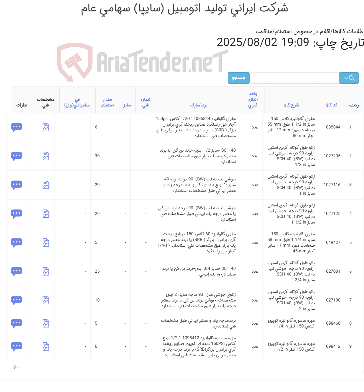تصویر کوچک آگهی انواع اتصالات کربن استیل ‏وگالوانیزه‏ ( مغزی و مهره ماسوره ‎)