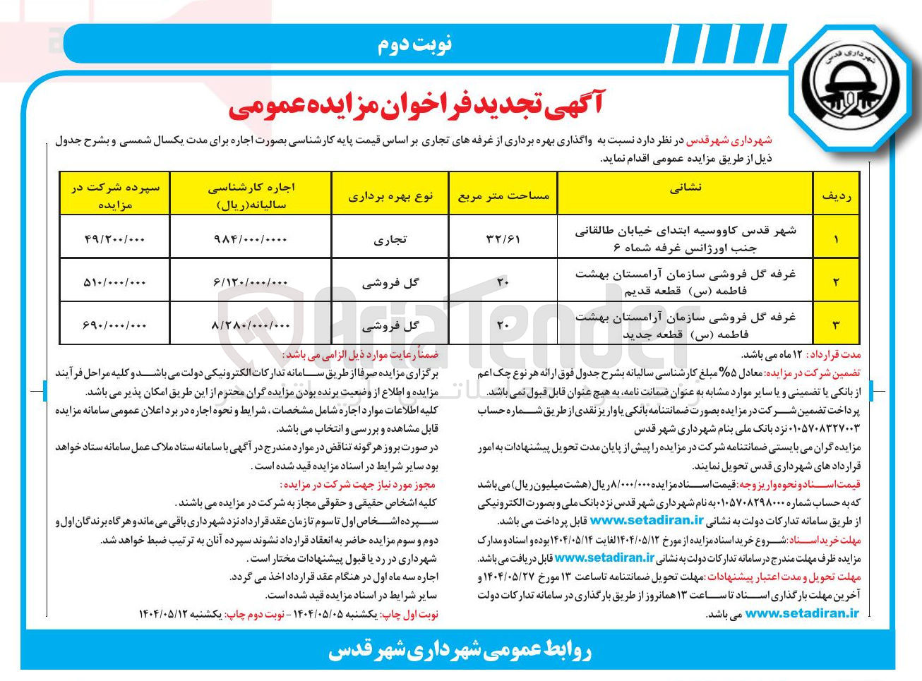 تصویر کوچک آگهی  بهره برداری از غرفه های تجاری 