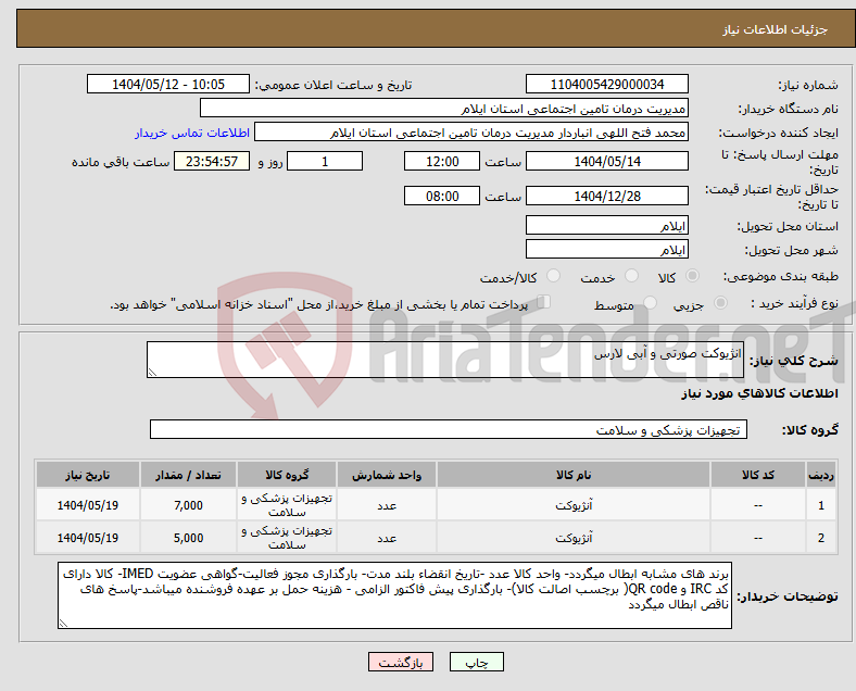 تصویر کوچک آگهی نیاز انتخاب تامین کننده-انژیوکت صورتی و آبی لارس