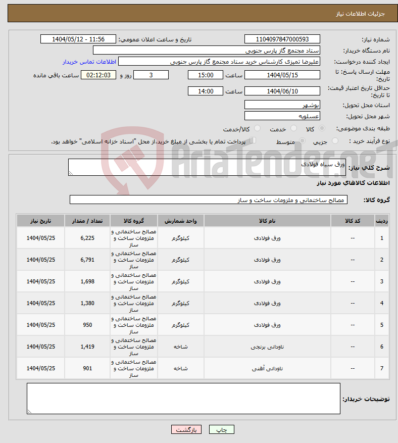 تصویر کوچک آگهی نیاز انتخاب تامین کننده-ورق سیاه فولادی