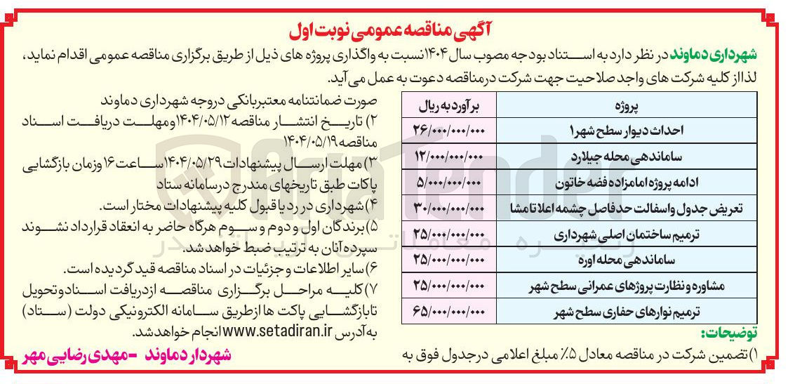 تصویر کوچک آگهی ادامه پروژه امامزاده فضه خاتون 

