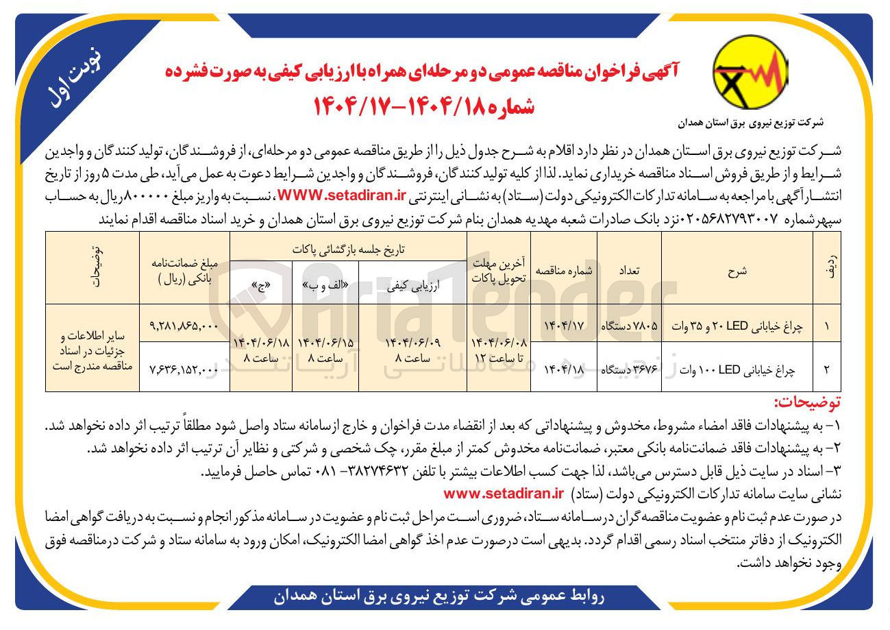 تصویر کوچک آگهی چراغ خیابانی ۲۰LED و ۳۵ وات 

