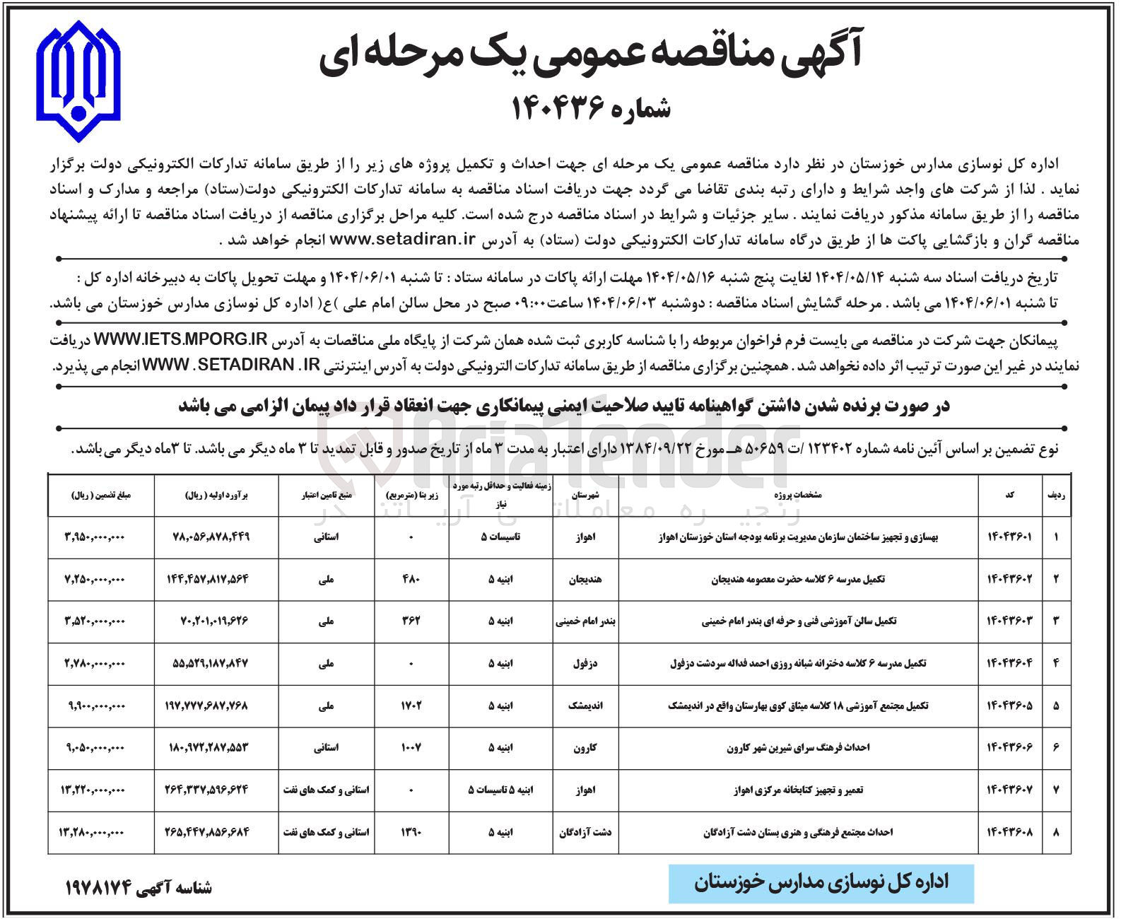 تصویر کوچک آگهی احداث مجتمع فرهنگی و هنری