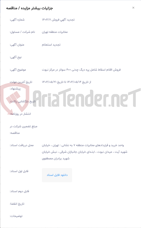 تصویر کوچک آگهی فروش اقلام اسقاط شامل پره دیگ چدنی 400 سولار در مرکز نبوت