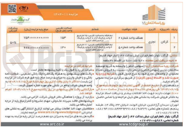 تصویر کوچک آگهی فروش 2 واحد تجاری در پروژه کرکان
