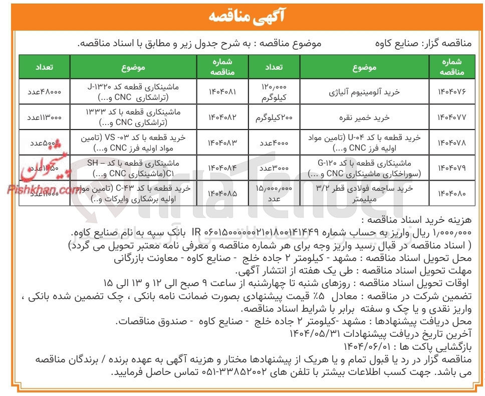 تصویر کوچک آگهی ماشینکاری قطعه با کد SH-C1 (ماشینکاری CNC و...) ۱۴۵۰ عدد