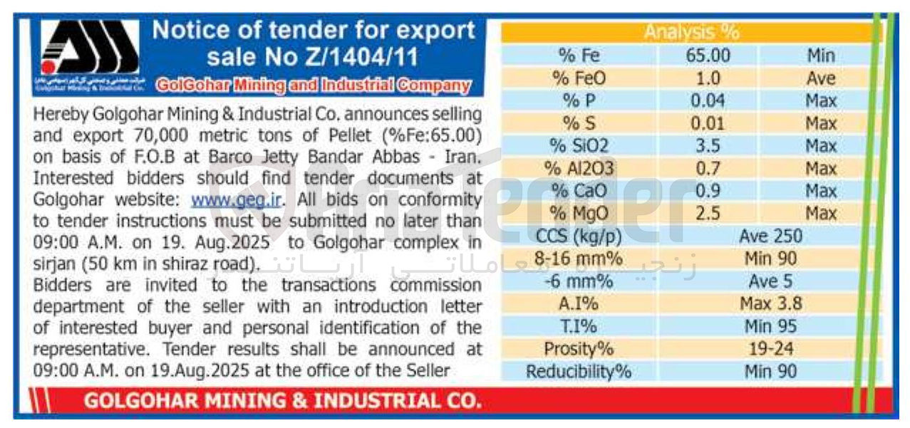تصویر کوچک آگهی selling announces ) Fe:65.00 % ( Pellet of tons metric 70,000 export and