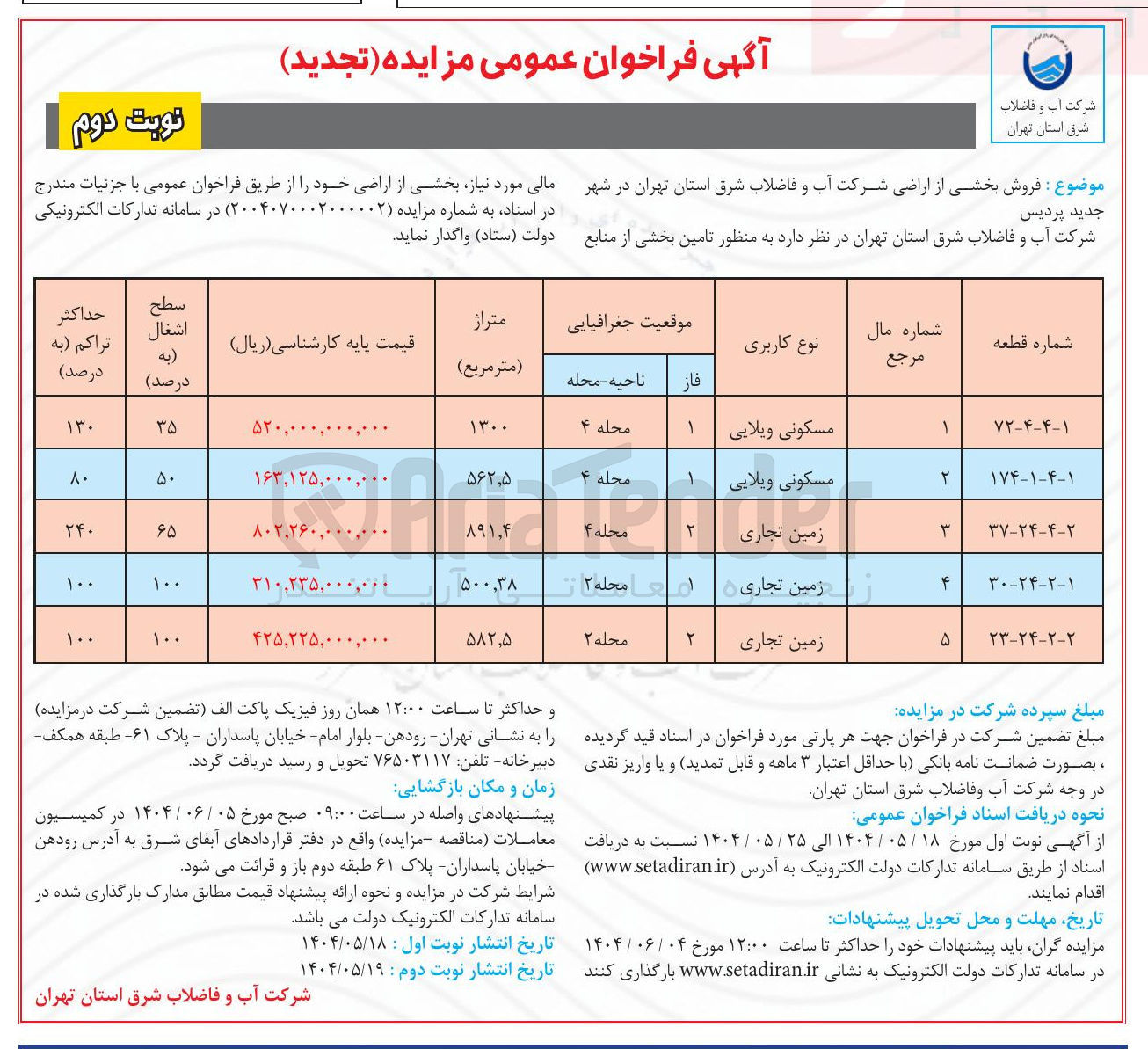 تصویر کوچک آگهی  فروش بخشی از اراضی شرکت