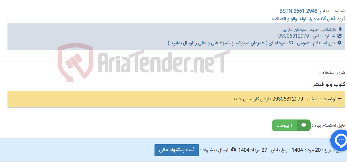 تصویر کوچک آگهی گلوب ولو فیشر
