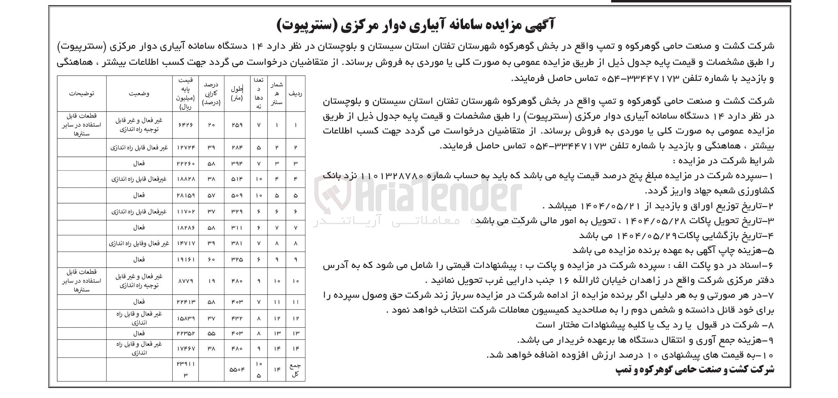 تصویر کوچک آگهی فروش ۱۴ دستگاه سامانه آبیاری دوار مرکزی ( سنترپیوت ) 