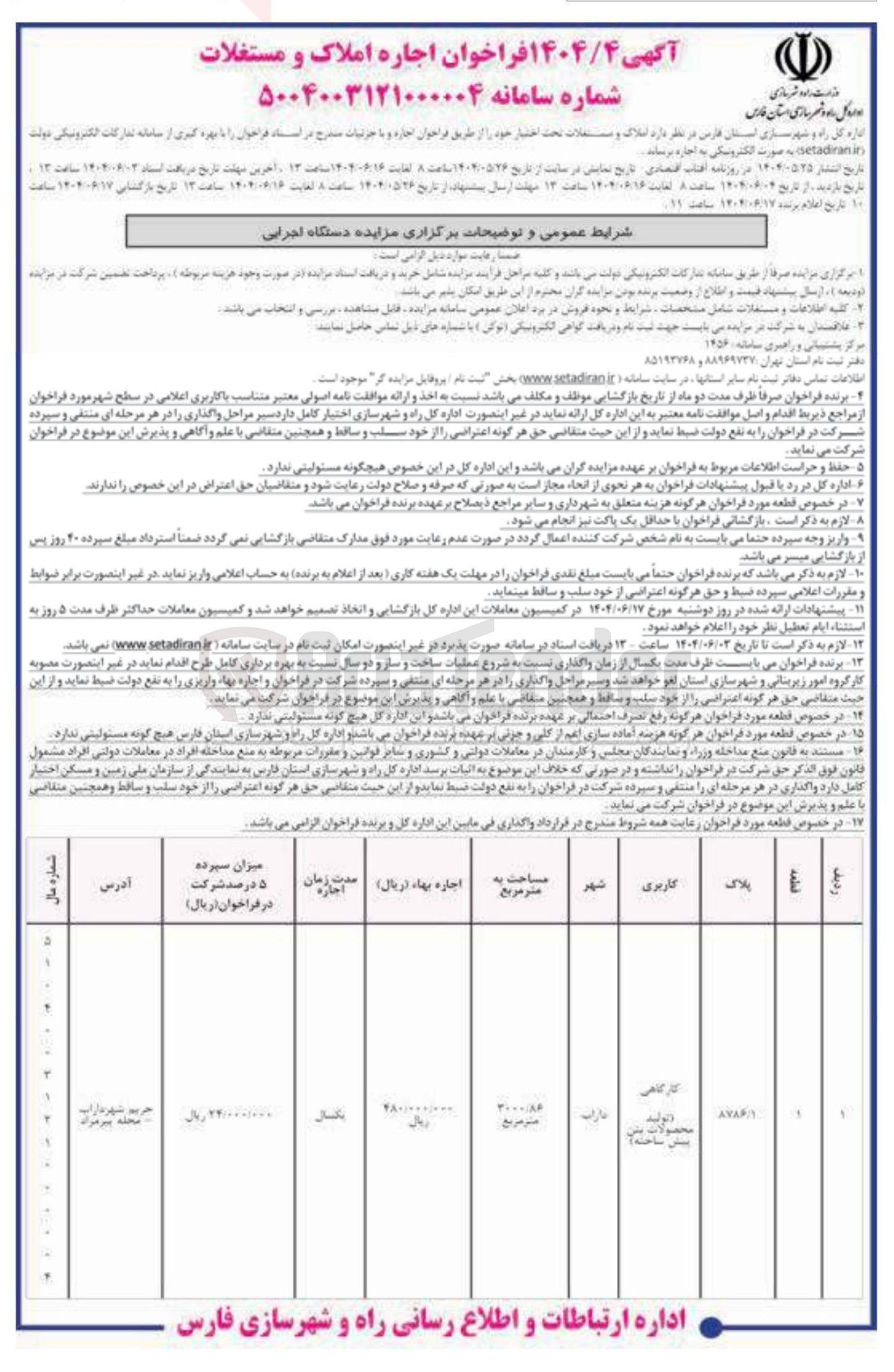تصویر کوچک آگهی اجاره املاک با کاربری کارگاهی