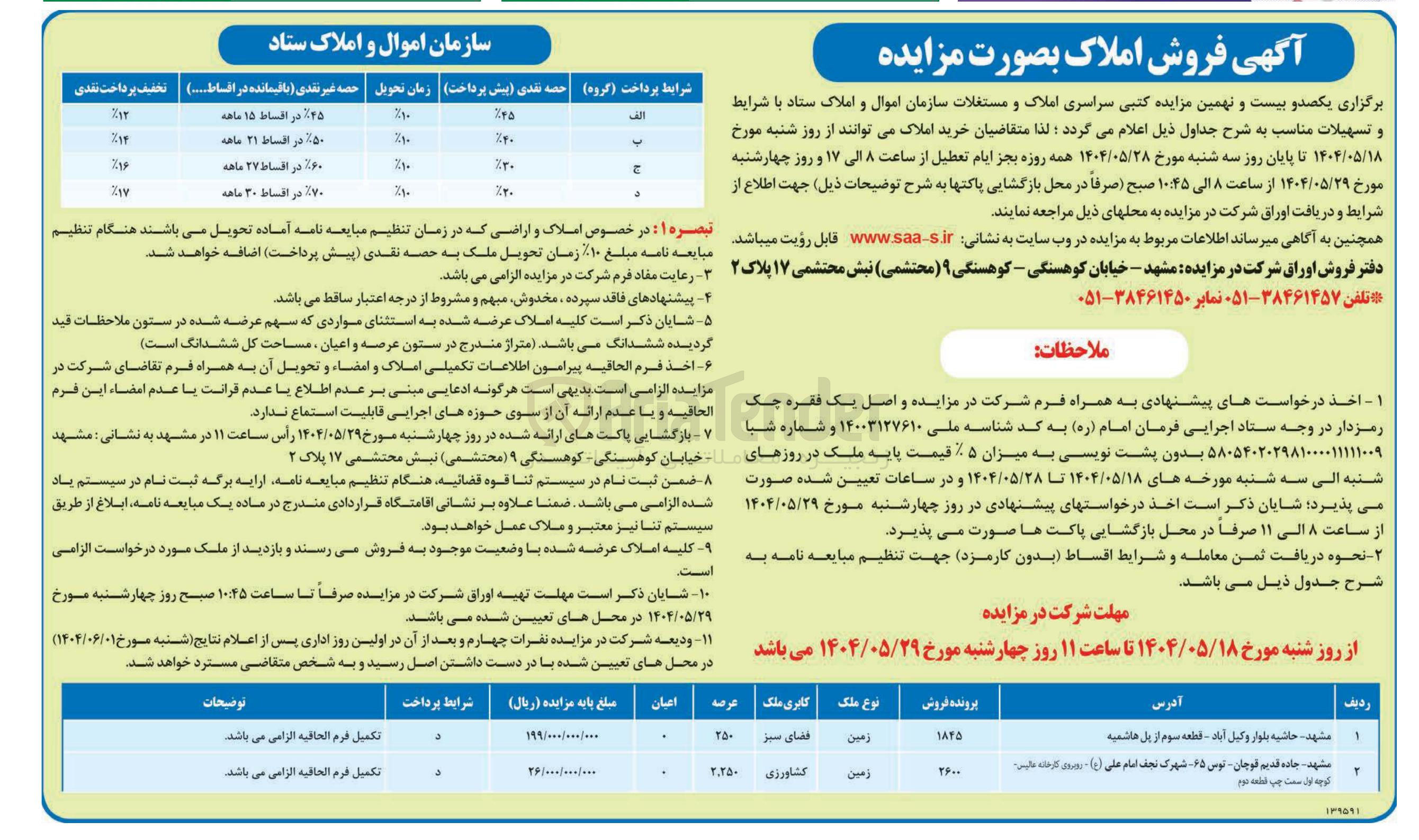 تصویر کوچک آگهی فروش املاک در ۲ ردیف با کاربری فضای سبز، کشاورزی