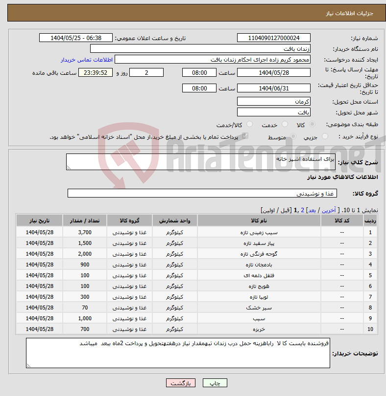 تصویر کوچک آگهی نیاز انتخاب تامین کننده-برای استفاده اشپز خانه