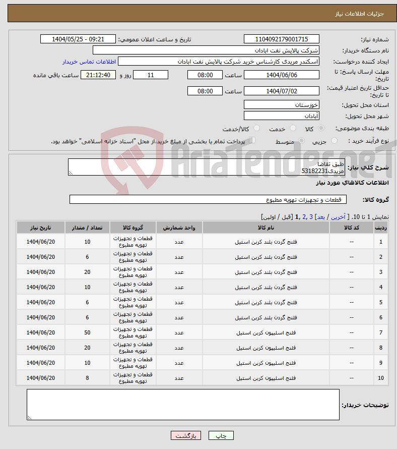 تصویر کوچک آگهی نیاز انتخاب تامین کننده-طبق تقاضا مریدی53182231