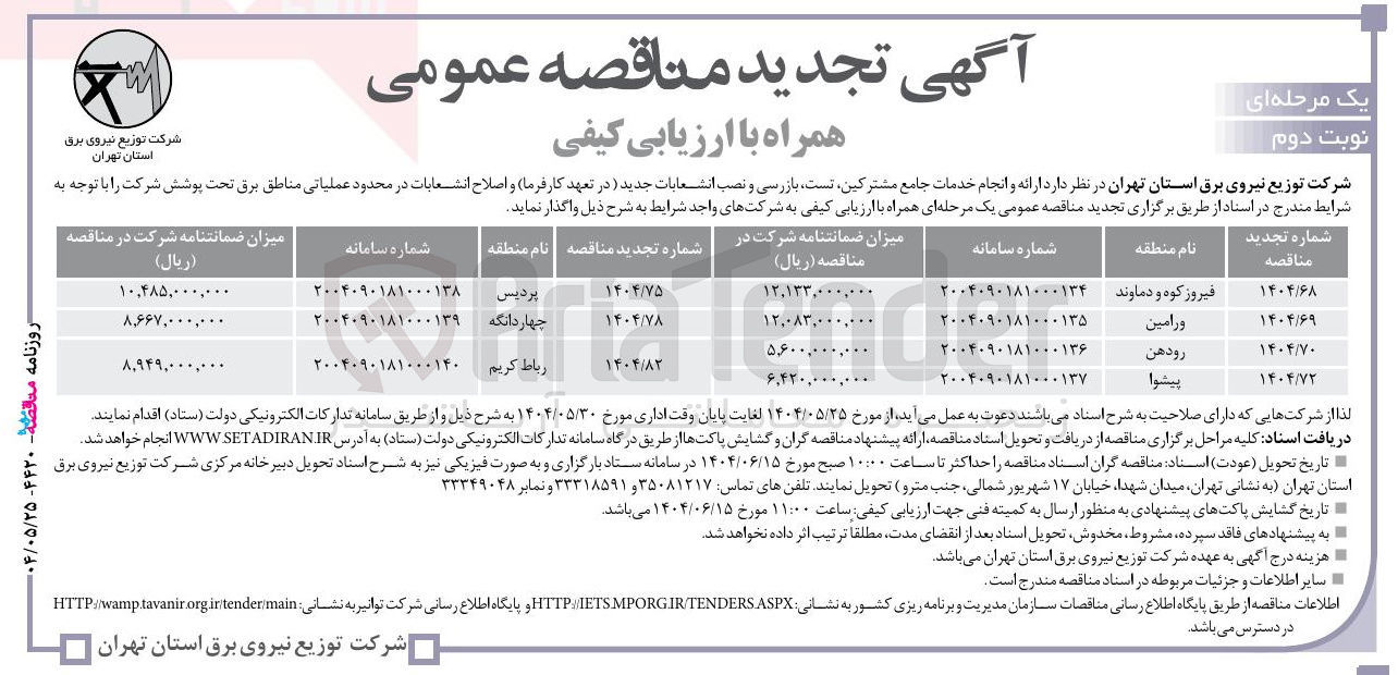 تصویر کوچک آگهی ارائه و انجام خدمات جامع مشترکین ، تست ، بازرسی و نصب انشعابات جدید و اصلاح انشعابات