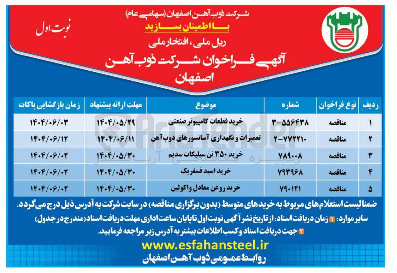 تصویر کوچک آگهی خرید ۳۵۰ تن سیلیکات سدیم 
