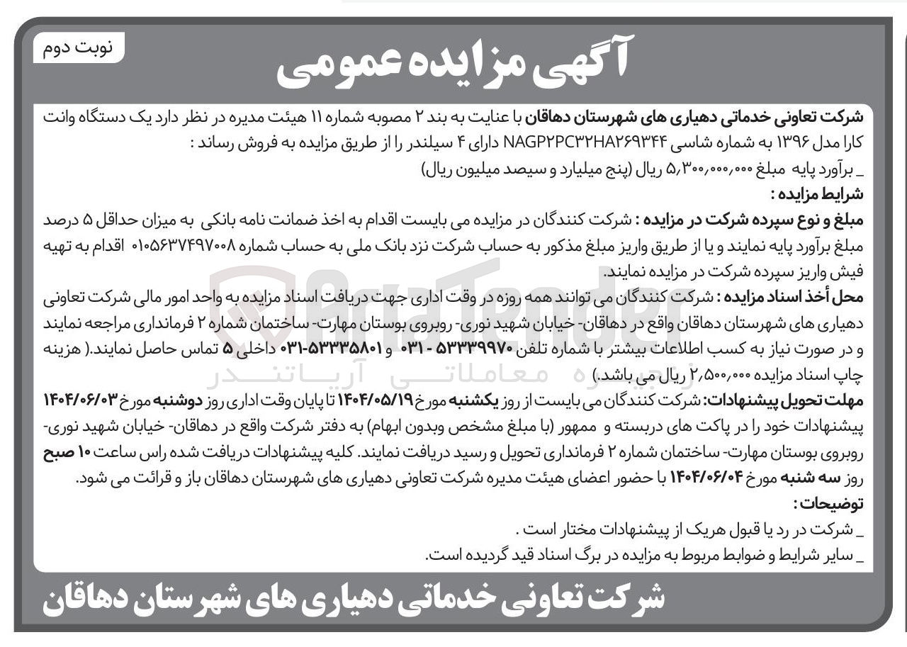 تصویر کوچک آگهی یک دستگاه وانت کارا مدل ۱۳۹۶