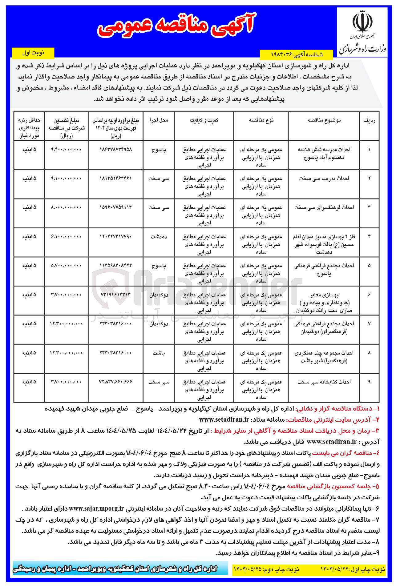 تصویر کوچک آگهی احداث کتابخانه سی سخت 
