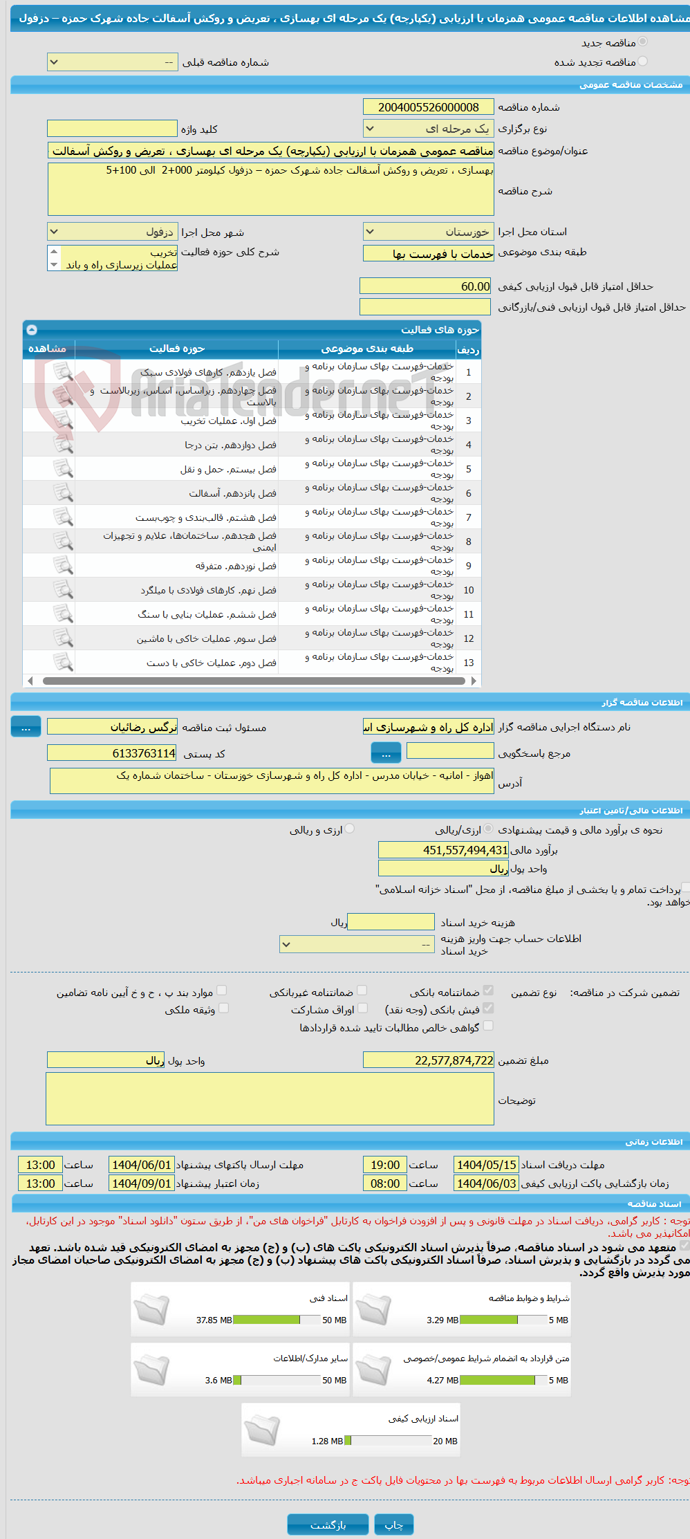 تصویر کوچک آگهی مناقصه عمومی همزمان با ارزیابی (یکپارچه) یک مرحله ای بهسازی ، تعریض و روکش آسفالت جاده شهرک حمزه – دزفول