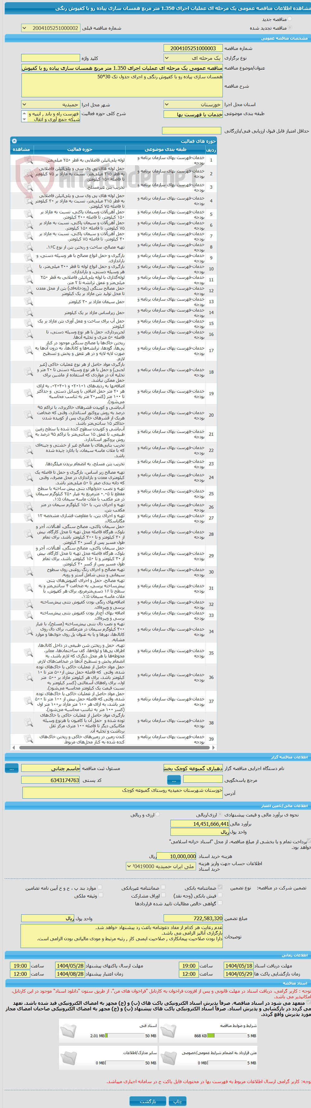تصویر کوچک آگهی مناقصه عمومی یک مرحله ای عملیات اجرای 1.350 متر مربع همسان سازی پیاده رو با کفپوش رنگی 