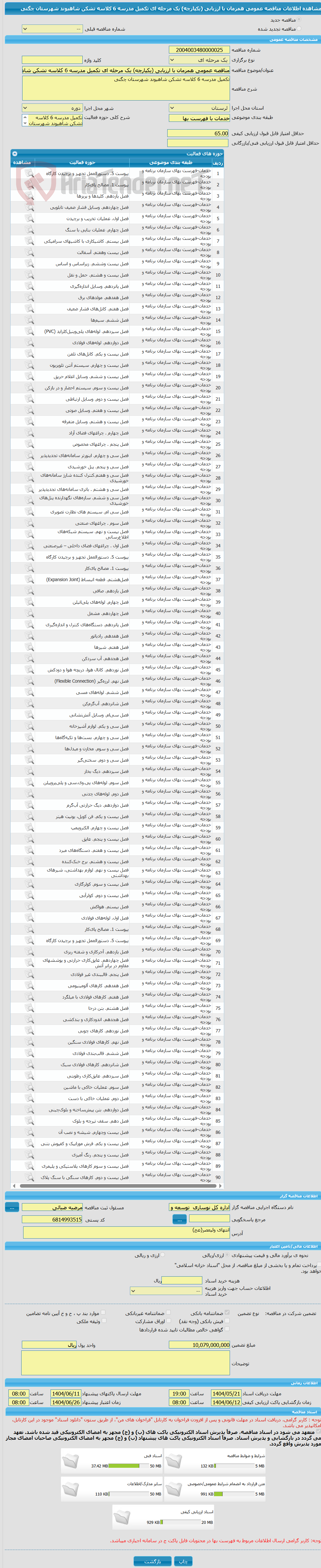 تصویر کوچک آگهی مناقصه عمومی همزمان با ارزیابی (یکپارچه) یک مرحله ای تکمیل مدرسه 6 کلاسه تشکن شاهیوند شهرستان چگنی