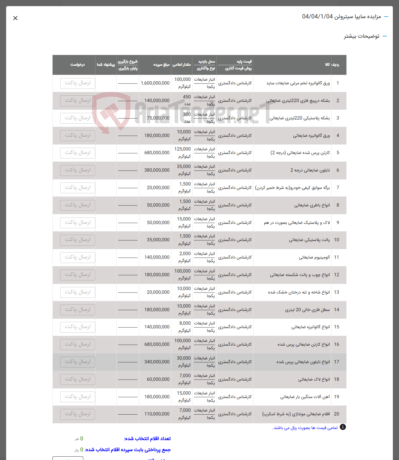 تصویر کوچک آگهی فروش ورق گالوانیزه تخم مرغی ضایعات ساید - بشکه در پیچ فلزی 220 لیتری ضایعاتی - ورق گالوانیزه ضایعاتی - کارتن پرس شده ضایعاتی ( درجه 2 ) - نایلون ضایعاتی درجه 2 - برگه سوابق کیفی خودرو به شرط خمیر کردن - انواع باطری ضایعاتی - لاک و پلاستیک ضایعاتی بصورت درهم - پالت پلاستیکی ضایعاتی - آلومينيوم ضايعاتی - انواع چوب و پالت شکسته ضایعاتی - انواع شاخه و تنه درختان خشک شده - سطل فلزی خانی 20 لیتری - انواع گالوانیزه ضایعاتی - انواع کارتن ضایعاتی پرس شده - انواع نایلون ضایعاتی پرس شده - انواع لاک ضایعاتی - آهن آلات سنگین بار ضایعاتی - اقلام ضایعاتی مونتاژی به شرط اسکرپ