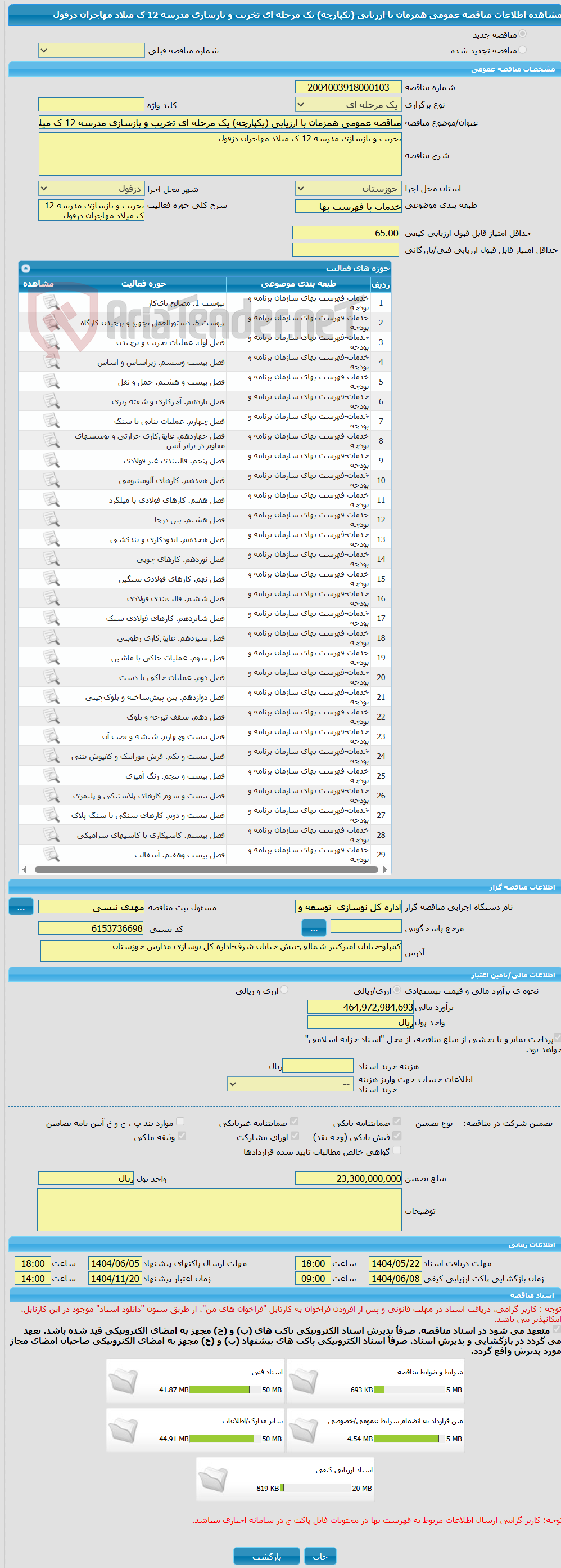تصویر کوچک آگهی مناقصه عمومی همزمان با ارزیابی (یکپارچه) یک مرحله ای تخریب و بازسازی مدرسه 12 ک میلاد مهاجران دزفول