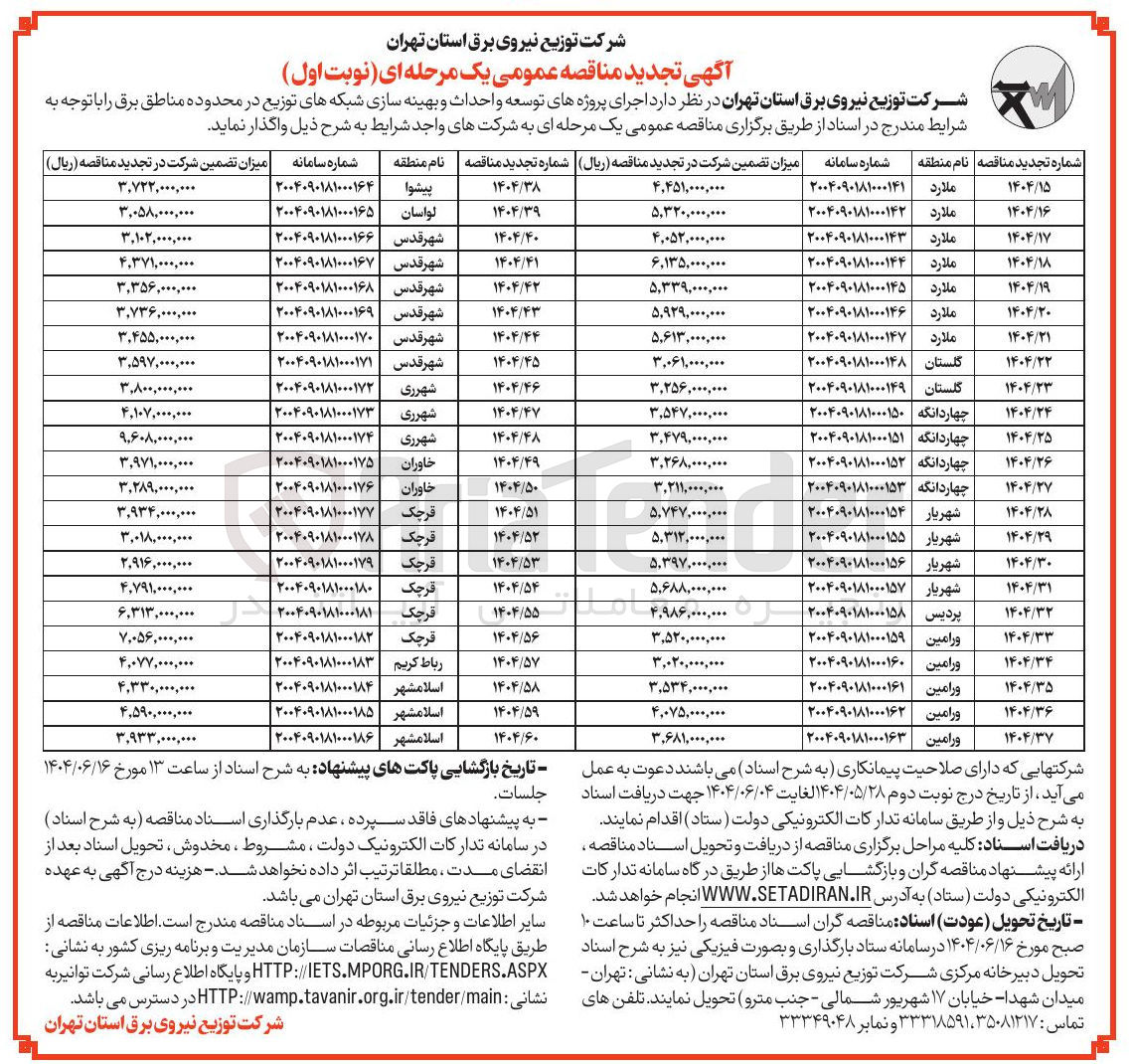 تصویر کوچک آگهی توسعه و احداث و بهینه سازی شبکه های توزیع 