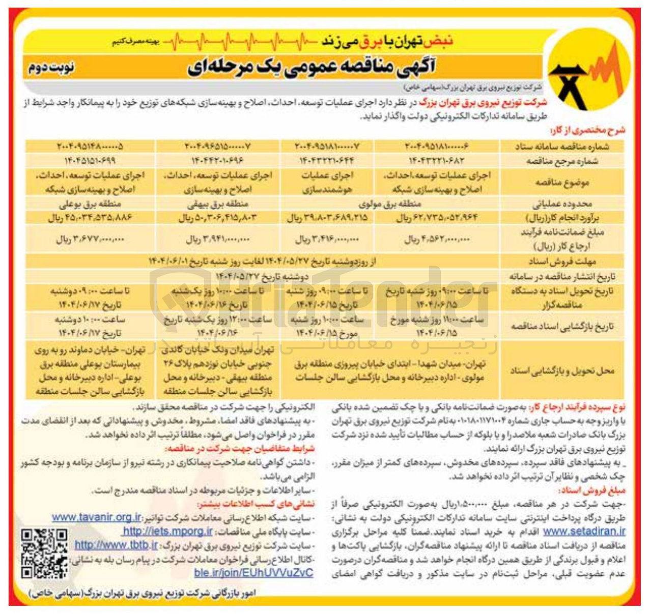 تصویر کوچک آگهی اجرای عملیات توسعه احداث اصلاح و بهینه سازی 
