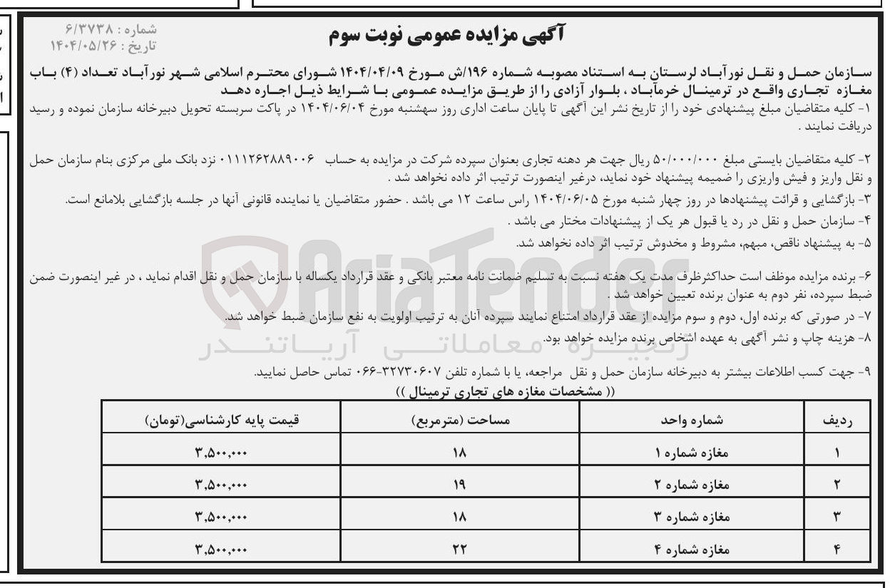 تصویر کوچک آگهی تعداد ( ۴ ) باب مغازه تجاری