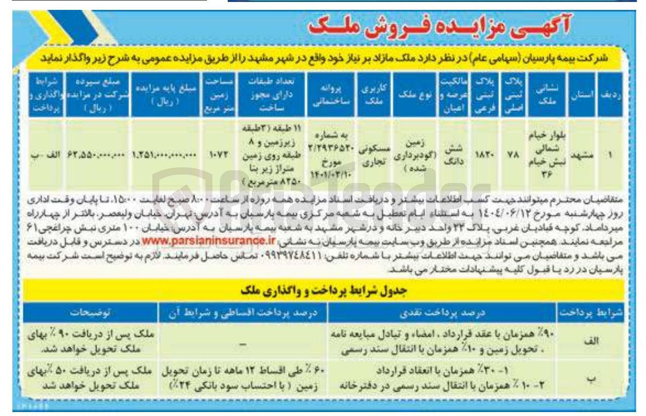 تصویر کوچک آگهی فروش شش دانگ زمین با کاربری مسکونی تجاری