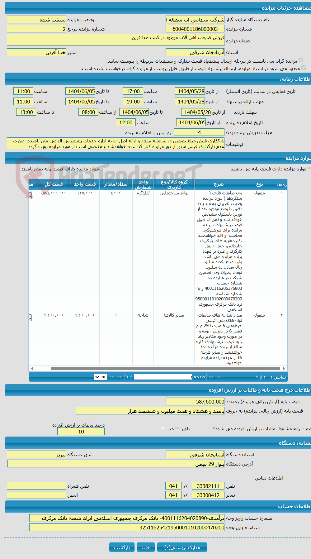 تصویر کوچک آگهی فروش ضایعات آهن آلات موجود در کمپ خداآفرین