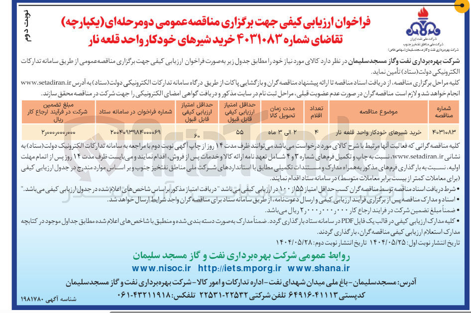 تصویر کوچک آگهی خرید شیرهای خودکار واحد قلعه نار 
