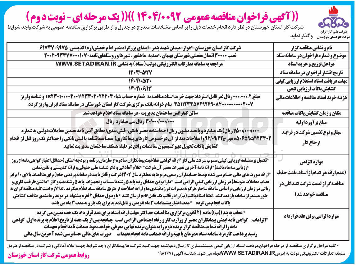 تصویر کوچک آگهی نصب ۳۰۰۰۰ اتصال مفصلی 