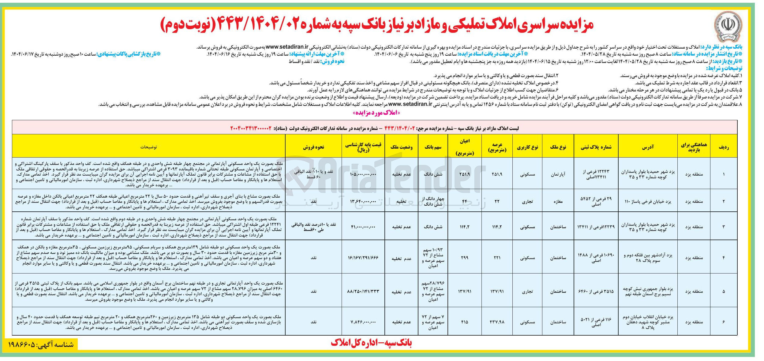 تصویر کوچک آگهی فروش املاک در 6 ردیف با کاربری مسکونی - تجاری