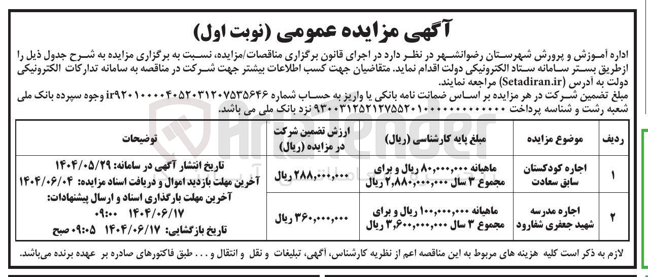 تصویر کوچک آگهی اجاره مدرسه