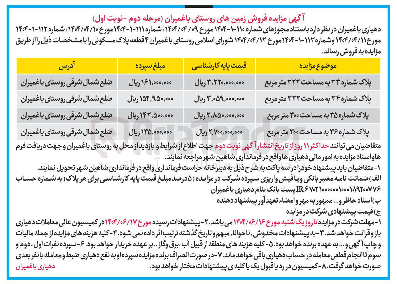 تصویر کوچک آگهی فروش ۴ قطعه پلاک مسکونی