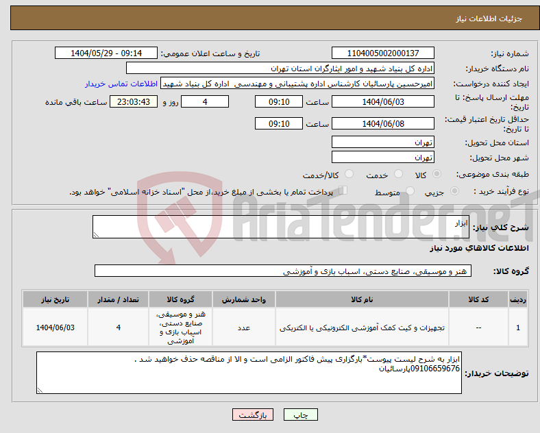 تصویر کوچک آگهی نیاز انتخاب تامین کننده-ابزار