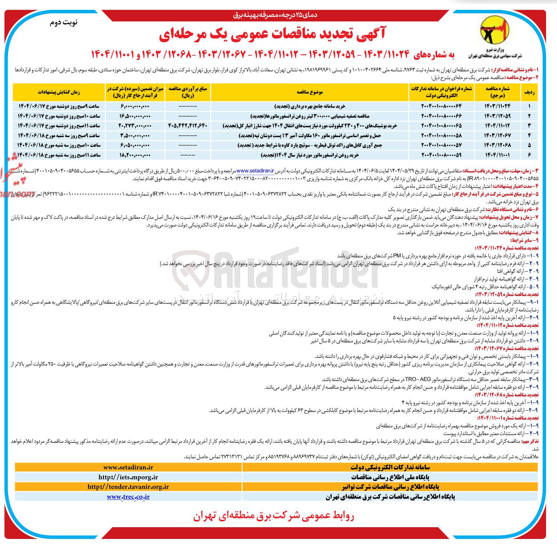تصویر کوچک آگهی خرید روغن ترانسفورماتور مورد نیاز سال ۱۴۰۴ 