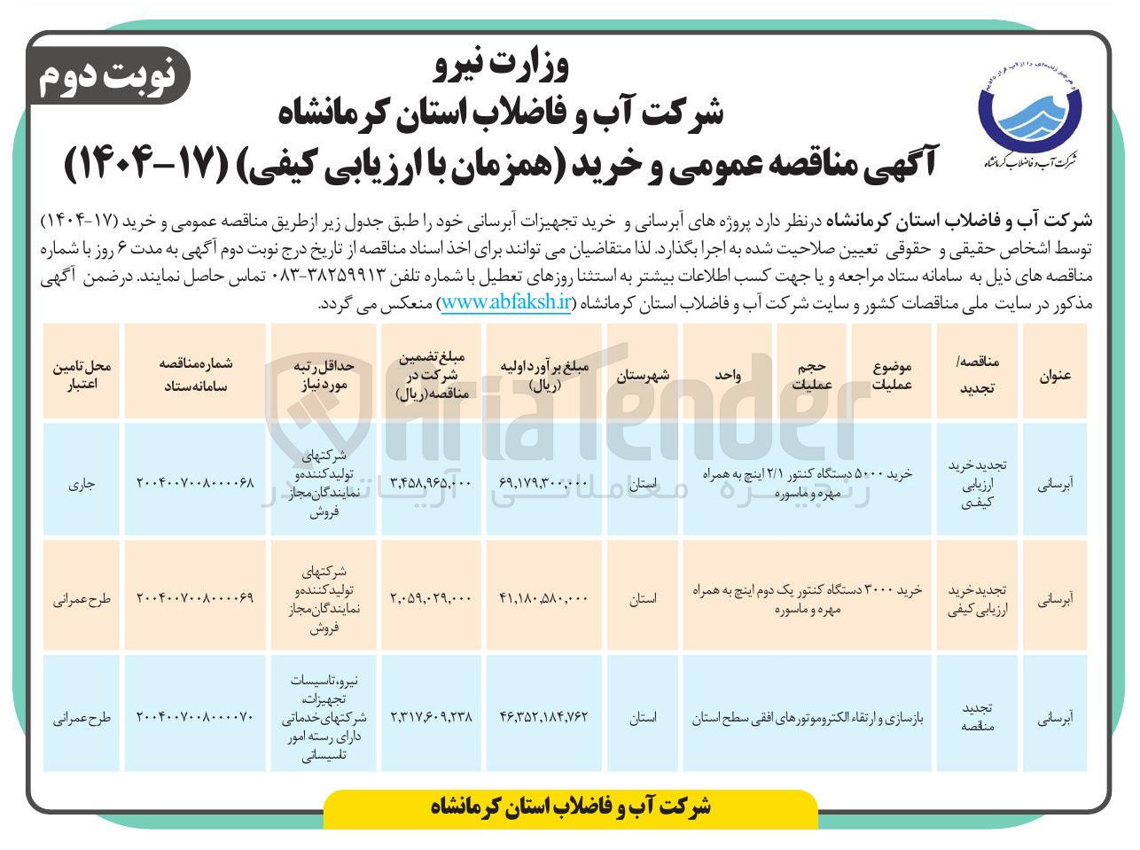 تصویر کوچک آگهی خرید ۵۰۰۰ دستگاه کنتور ۲/۱ اینچ به همراه ال مهره و ماسوره به و 

